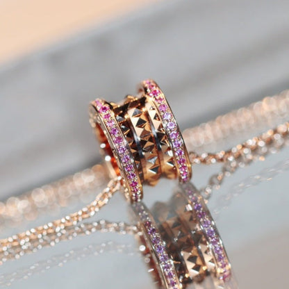[⭐Miroze]ZERO 1 ROCK PINK GOLD PINK DIAMOND NECKLACE