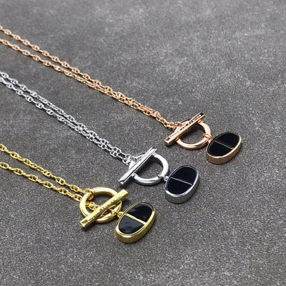 [⭐Miroze]CHAINE VERSO BLACK CERAMIC  NECKLACE