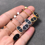 ⭐Miroze CHAINE VERSO BLACK CERAMIC SILVER EARRINGS