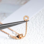 [⭐Veya]ZERO 1 WHITE CERAMIC PINK GOLD DIAMOND NECKLACE