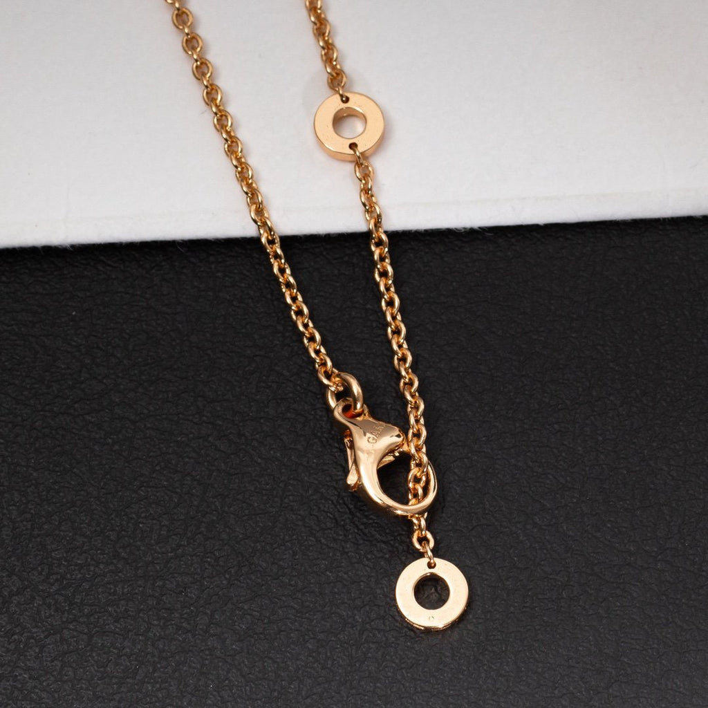 [⭐Veya]ZERO 1 WHITE CERAMIC PINK GOLD DIAMOND NECKLACE