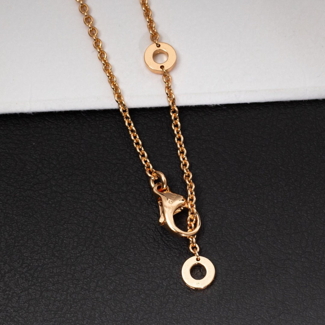 [⭐Veya]ZERO 1 WHITE CERAMIC PINK GOLD DIAMOND NECKLACE