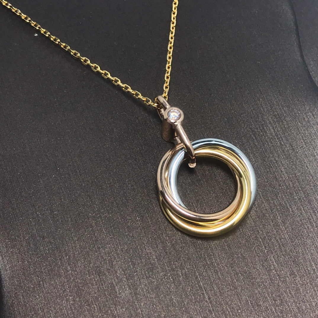 [⭐Miroze]TRINITY SILVER GOLD PINK GOLD NECKLACE