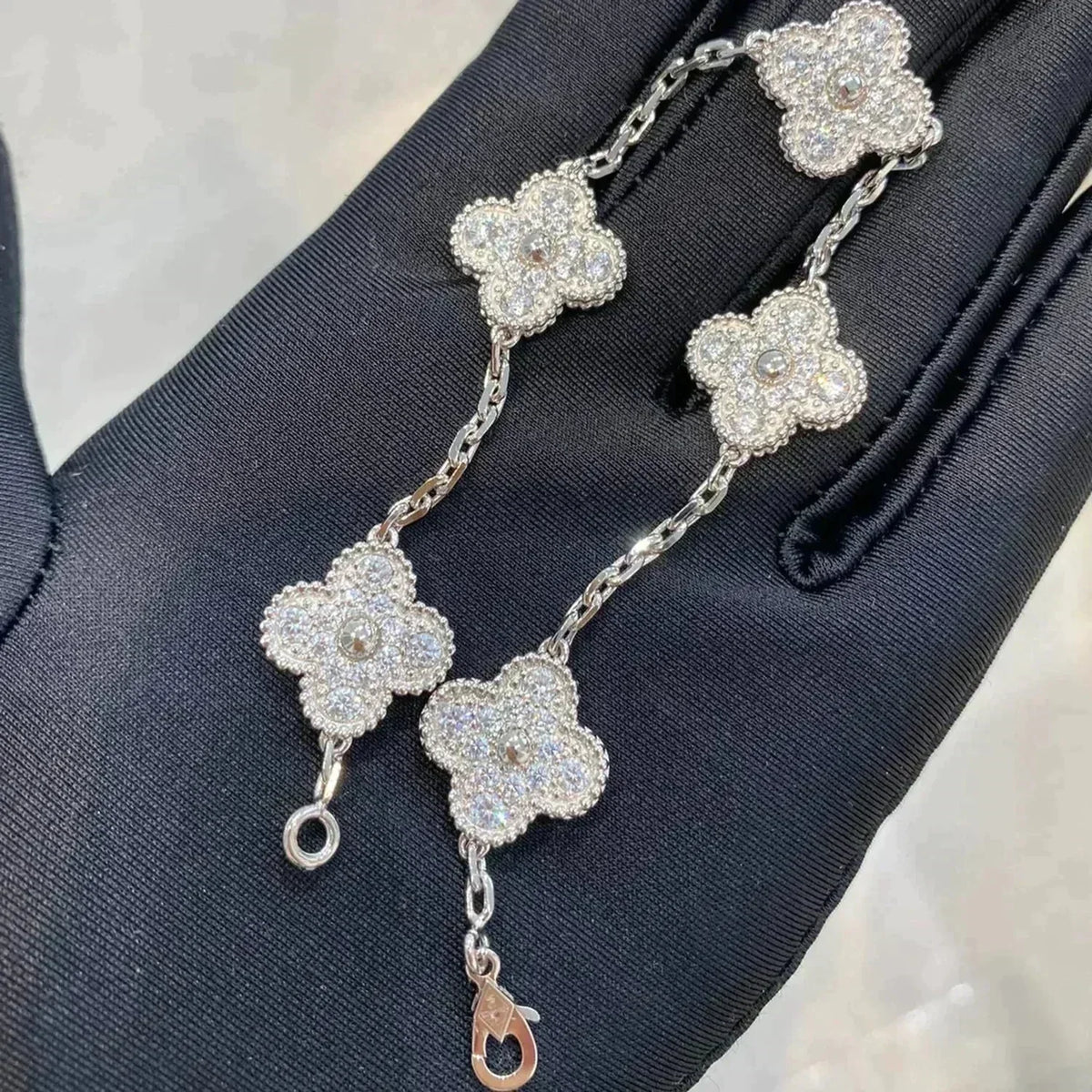 [⭐Miroze] CLOVER 5 MOTIF FULL DIAMOND BRACELET COLLECTION
