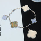 ⭐Miroze CLOVER BRACELET 5 MOTIFS MOP CHALCEDONY SILVER