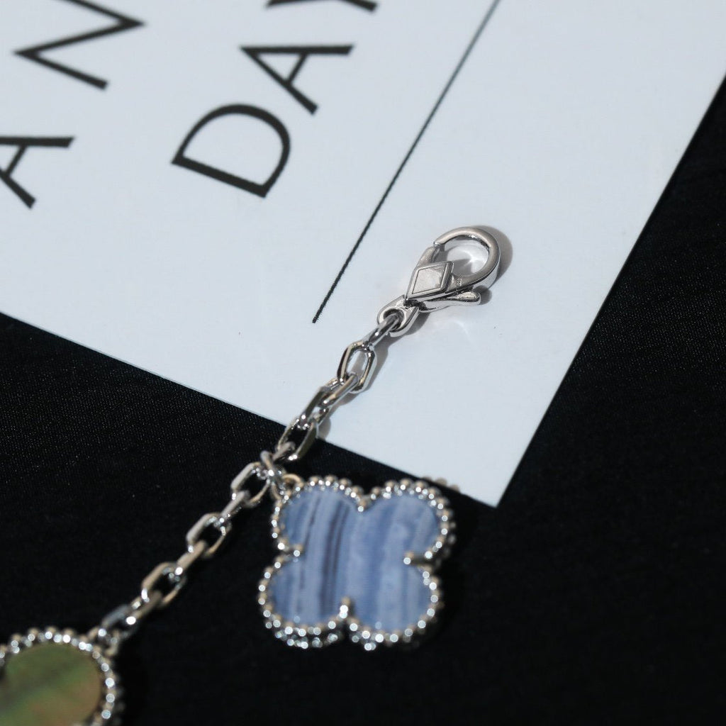 ⭐Miroze CLOVER BRACELET 5 MOTIFS MOP CHALCEDONY SILVER