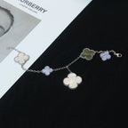 ⭐Miroze CLOVER BRACELET 5 MOTIFS MOP CHALCEDONY SILVER