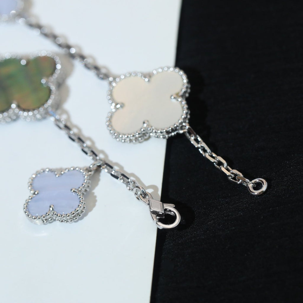 ⭐Miroze CLOVER BRACELET 5 MOTIFS MOP CHALCEDONY SILVER