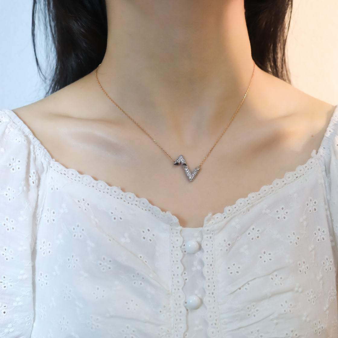 [⭐Miroze]VOLT SILVER DIAMOND PEDANT NECKLACE