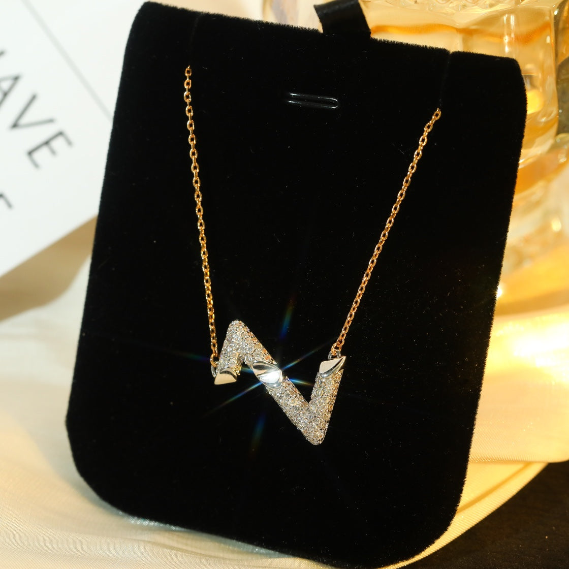 ⭐Miroze VOLT SILVER DIAMOND PEDANT NECKLACE