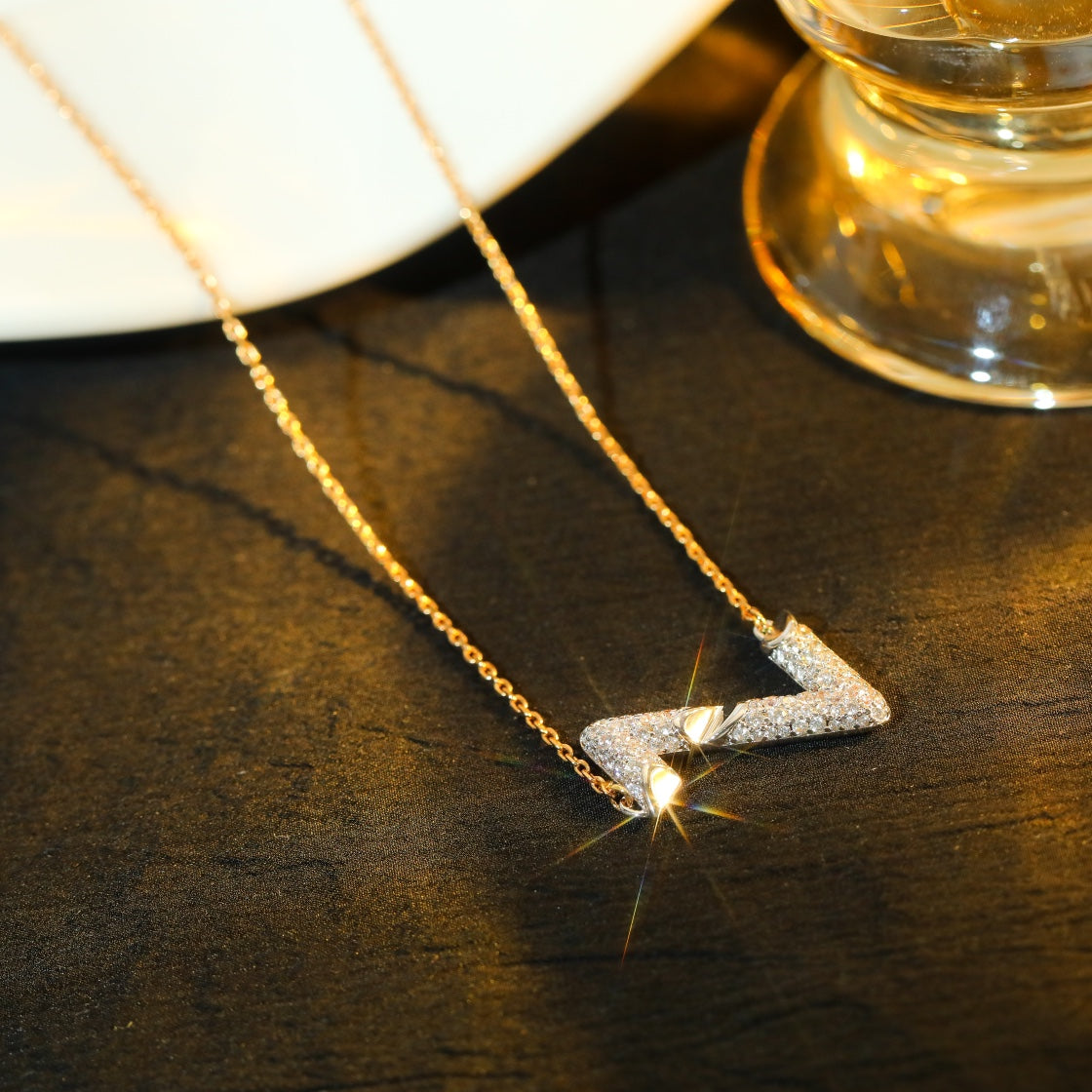 [⭐Miroze]VOLT SILVER DIAMOND PEDANT NECKLACE