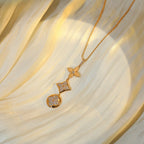 ⭐Miroze STAR AND SUN DIAMOND PINK GOLD NECKLACE