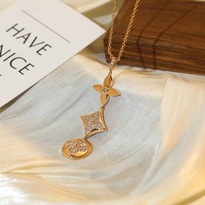 [⭐Miroze]STAR AND SUN DIAMOND PINK GOLD NECKLACE