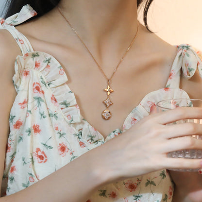 [⭐Miroze]STAR AND SUN DIAMOND PINK GOLD NECKLACE