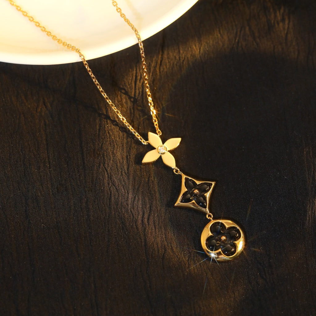 ⭐Miroze STAR AND SUN ONYX PINK GOLD NECKLACE
