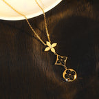 ⭐Miroze STAR AND SUN ONYX PINK GOLD NECKLACE