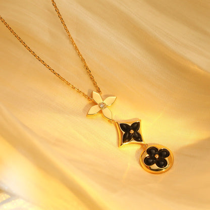 [⭐Miroze]STAR AND SUN ONYX PINK GOLD NECKLACE