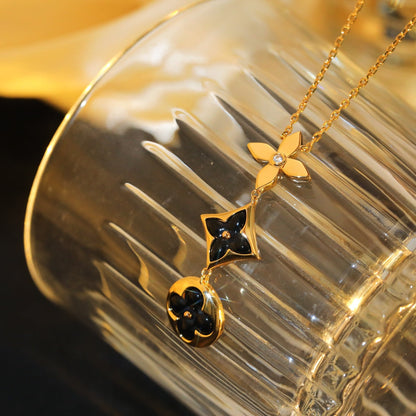 [⭐Miroze]STAR AND SUN ONYX PINK GOLD NECKLACE
