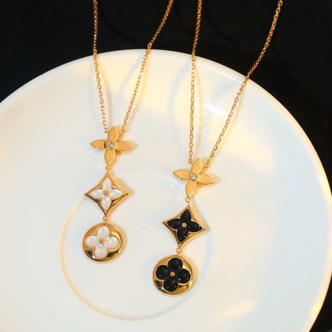 ⭐Miroze STAR AND SUN ONYX PINK GOLD NECKLACE