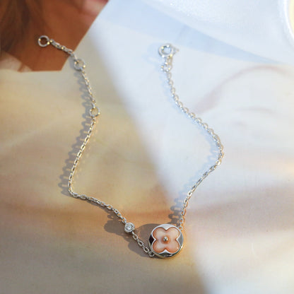 [⭐Miroze]SUN MOTIF PINK MOP SILVER BRACELET