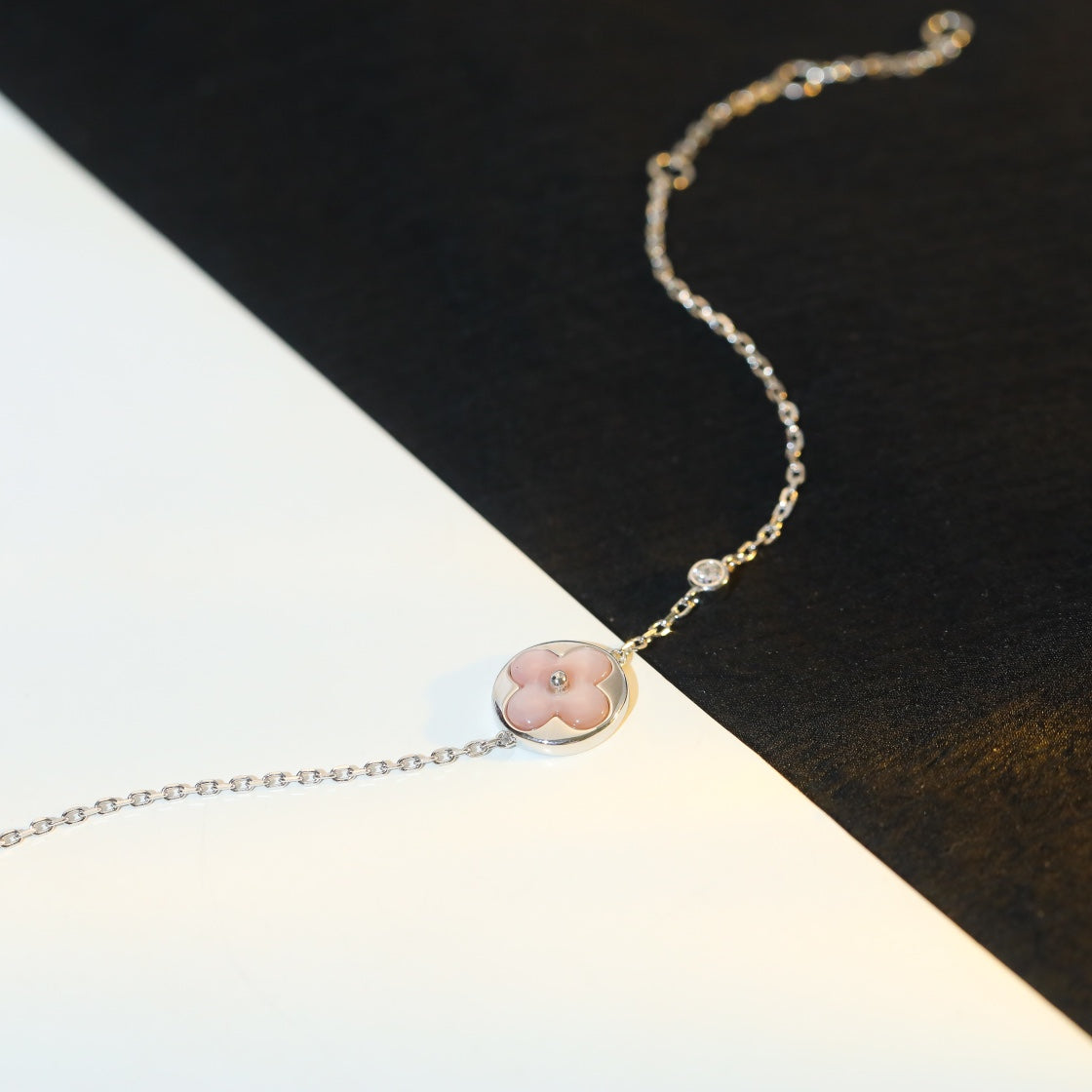 [⭐Miroze]SUN MOTIF PINK MOP SILVER BRACELET