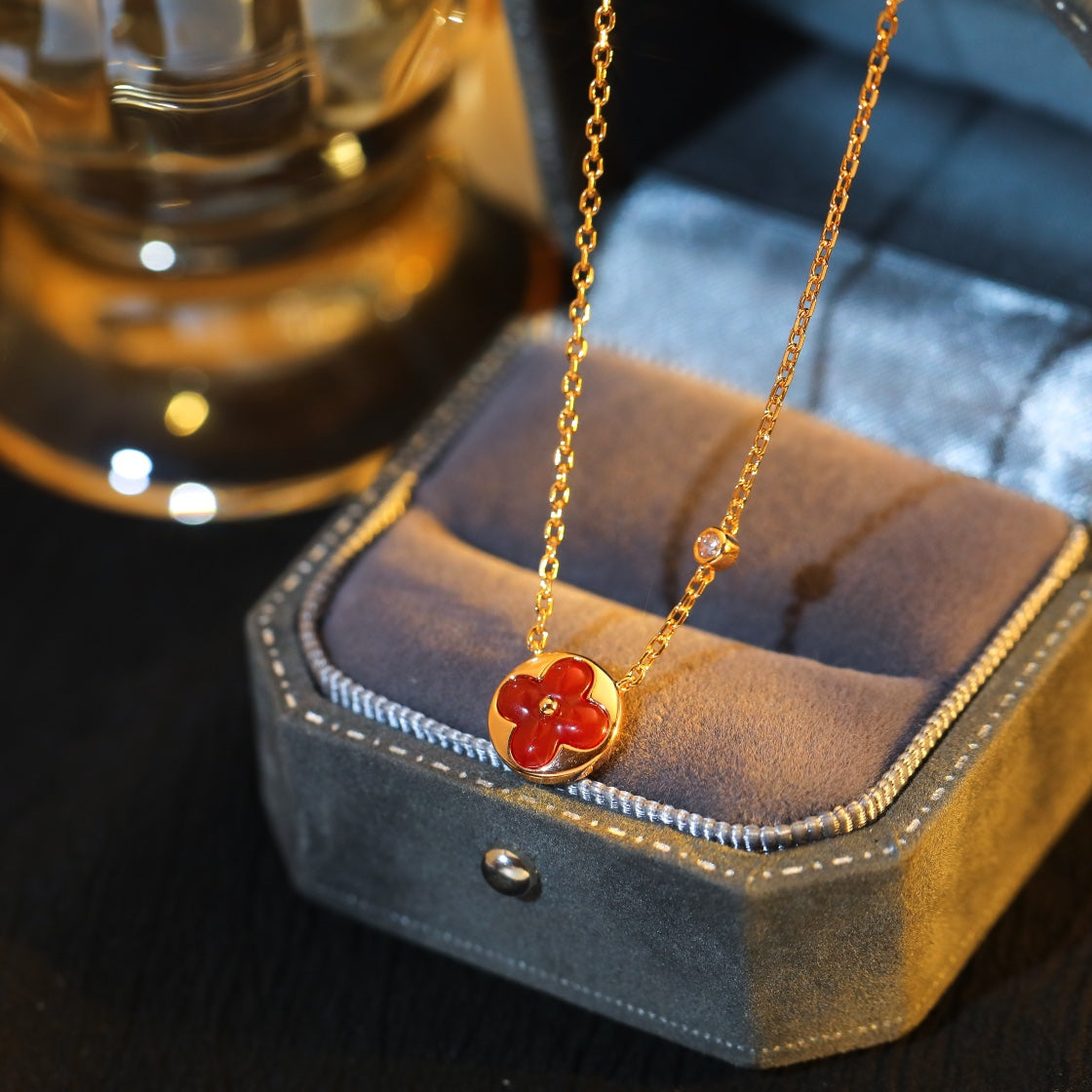 [⭐Miroze]SUN PEDANT PINK GOLD 1 DIAMOND NECKLACE
