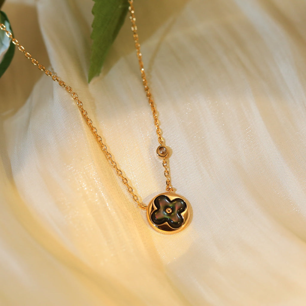 ⭐Miroze SUN PEDANT PINK GOLD 1 DIAMOND NECKLACE