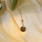 ⭐Miroze SUN PEDANT PINK GOLD 1 DIAMOND NECKLACE