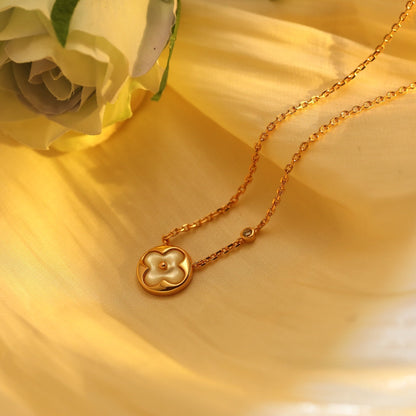 [⭐Miroze]SUN PEDANT PINK GOLD 1 DIAMOND NECKLACE