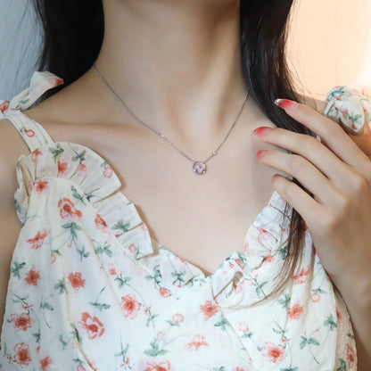 [⭐Miroze]SUN PEDANT PINK GOLD 1 DIAMOND NECKLACE