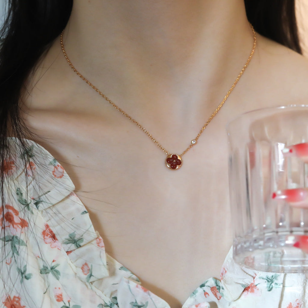 ⭐Miroze SUN PEDANT PINK GOLD 1 DIAMOND NECKLACE