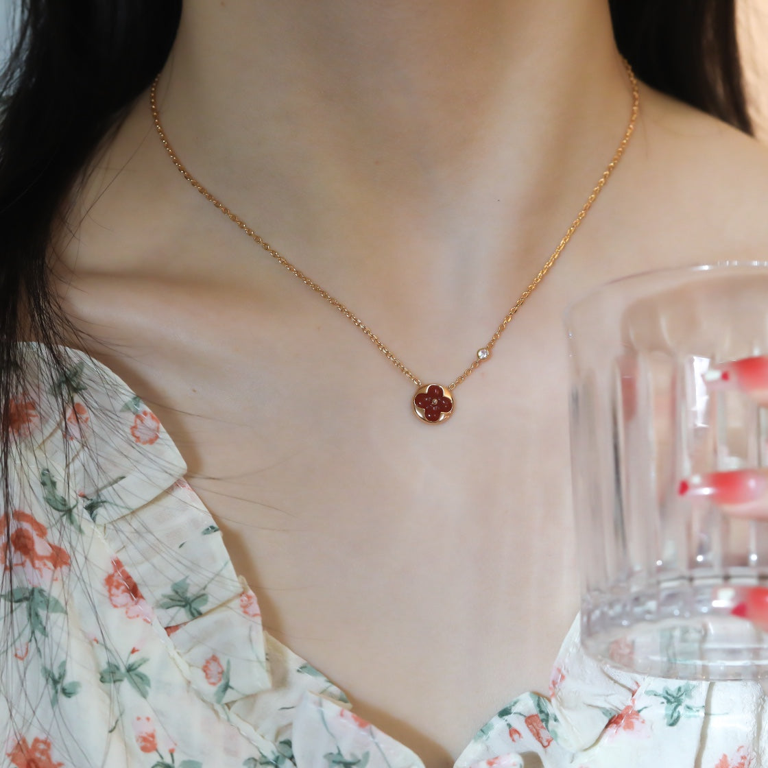 ⭐Miroze SUN PEDANT PINK GOLD 1 DIAMOND NECKLACE