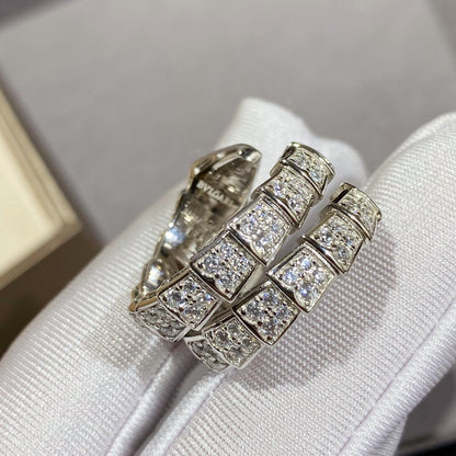 [⭐Miroze]SERPENTI DOUBLE RING SILVER DIAMOND PAVED