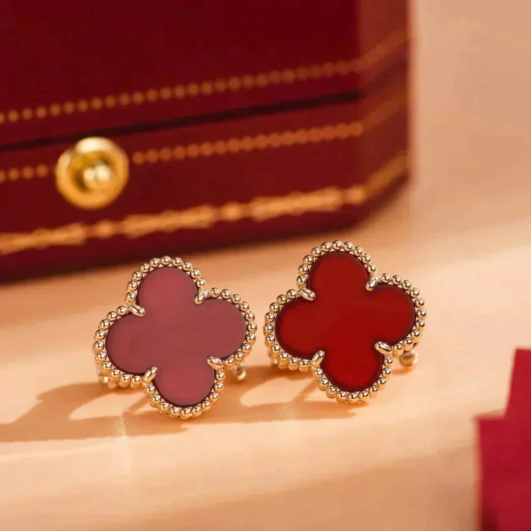 ⭐Miroze CLOVER MEDIUM 1 MOTIFS CARNELIAN  EARRINGS