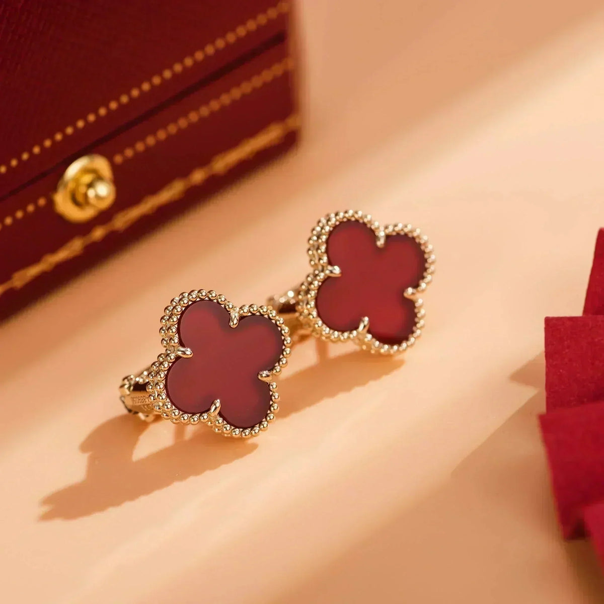 ⭐Miroze CLOVER MEDIUM 1 MOTIFS CARNELIAN  EARRINGS