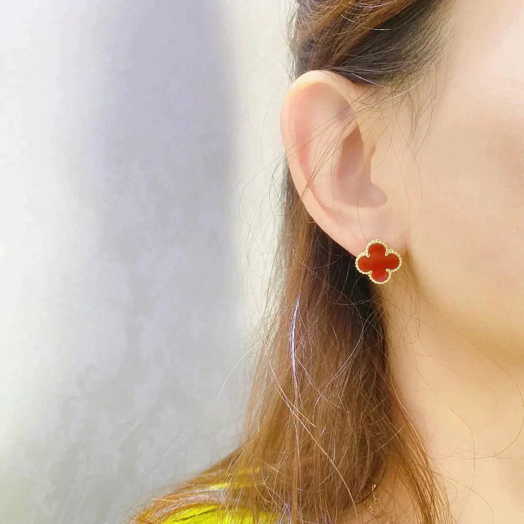 ⭐Miroze CLOVER MEDIUM 1 MOTIFS CARNELIAN  EARRINGS