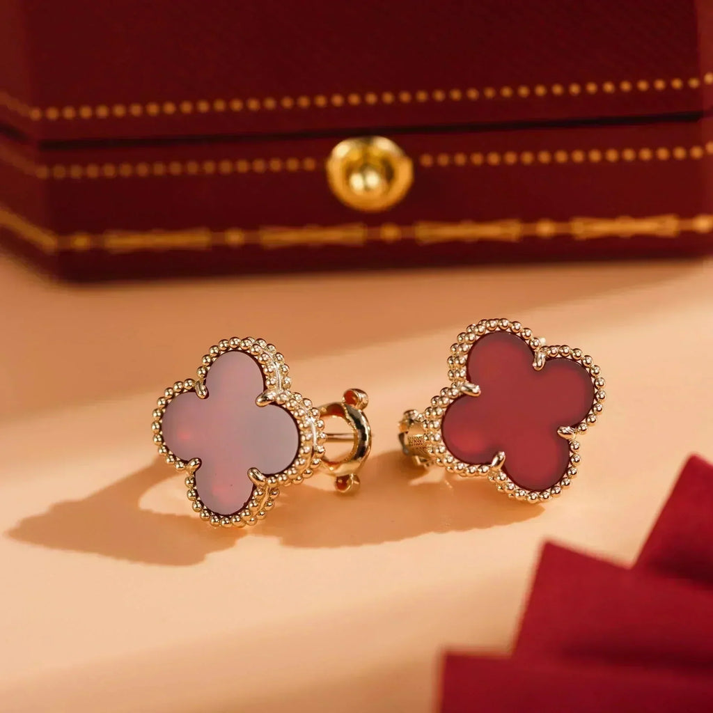 ⭐Miroze CLOVER MEDIUM 1 MOTIFS CARNELIAN  EARRINGS