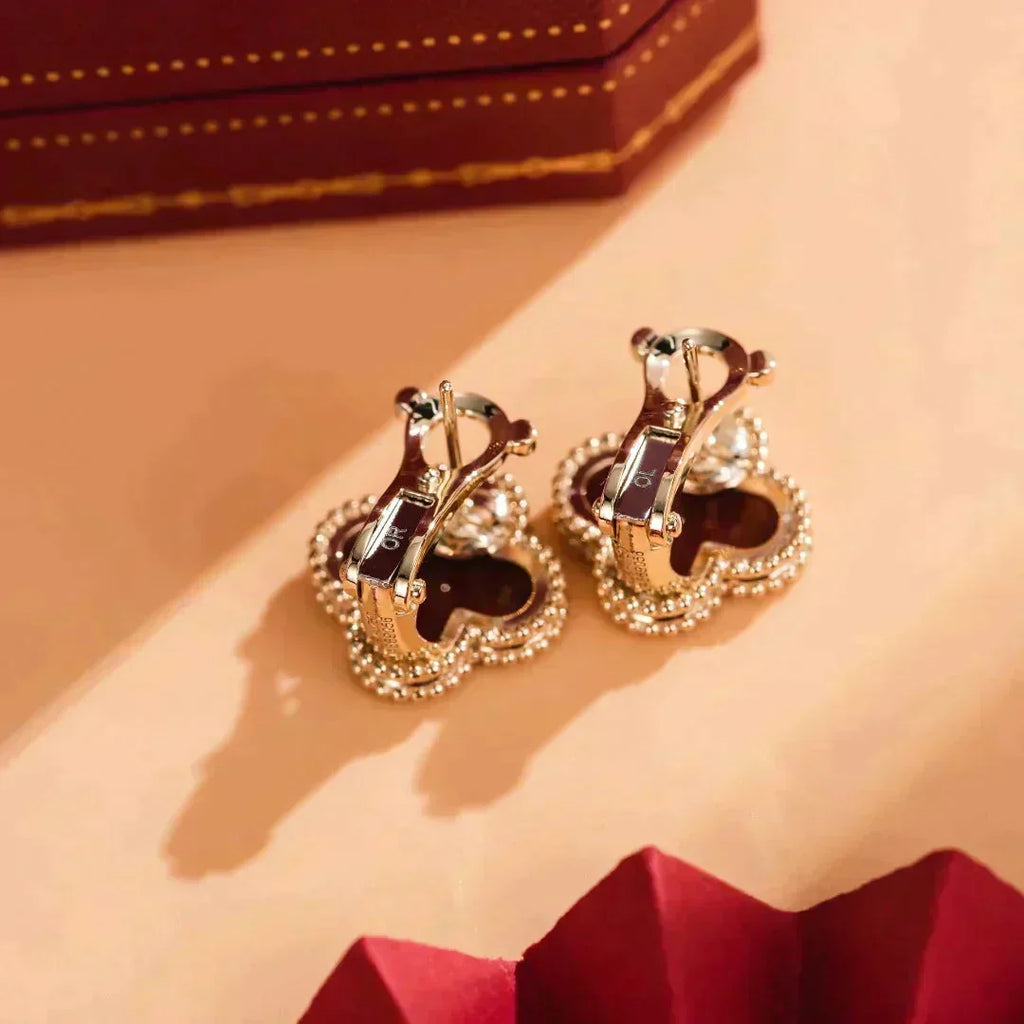 ⭐Miroze CLOVER MEDIUM 1 MOTIFS CARNELIAN  EARRINGS