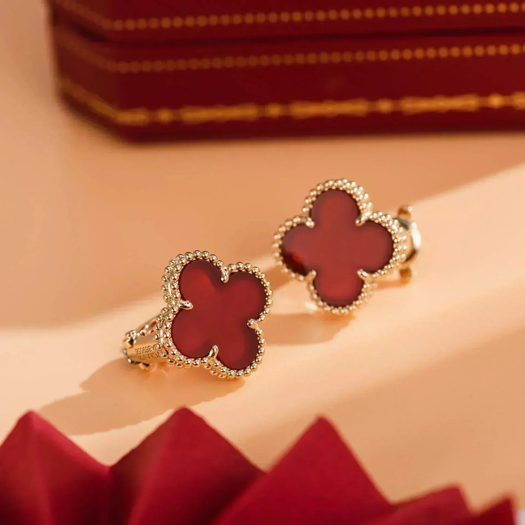 ⭐Miroze CLOVER MEDIUM 1 MOTIFS CARNELIAN  EARRINGS