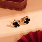 ⭐Miroze CLOVER MEDIUM 1 MOTIFS  ONYX STUD EARRINGS
