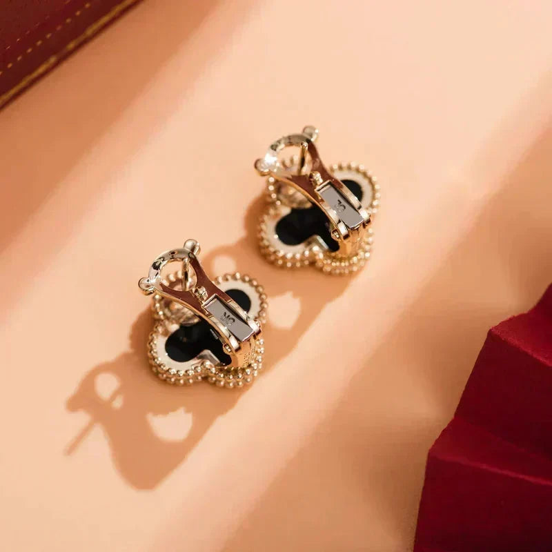 ⭐Miroze CLOVER MEDIUM 1 MOTIFS  ONYX STUD EARRINGS
