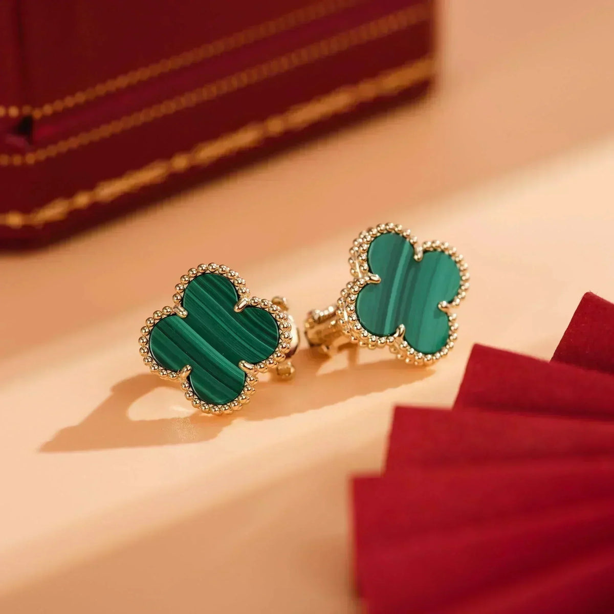 [⭐Miroze]CLOVER MEDIUM 1 MOTIFS MALACHITE  EARRINGS
