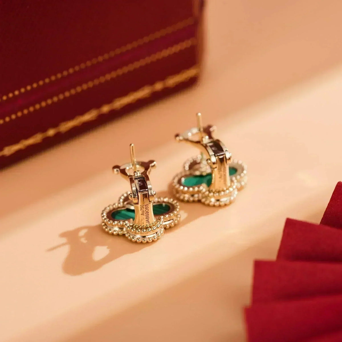 ⭐Miroze CLOVER MEDIUM 1 MOTIFS MALACHITE  EARRINGS