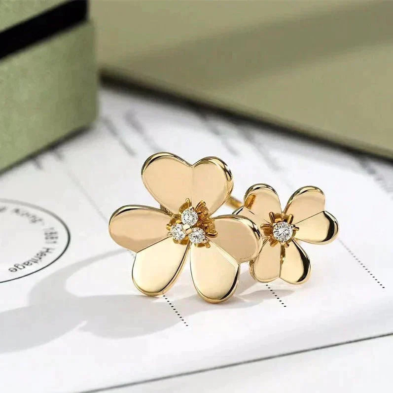 [⭐Miroze]クローバーコスモス ゴールドダイヤモンドリング