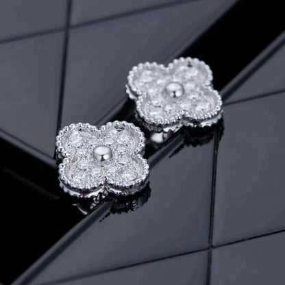 [⭐Miroze]CLOVER 1 MOTIFS DIAMOND STUD EARRINGS SILVER