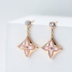 ⭐Miroze DOUBLE STAR PINK GOLD MOP DROP EARRINGS