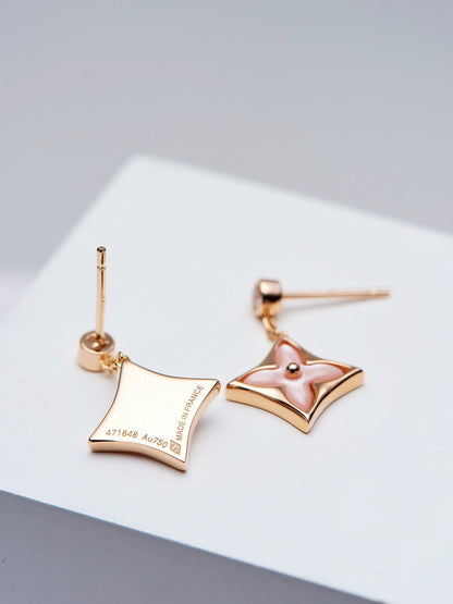 [⭐Miroze]ダブルスター ピンクゴールド MOP ドロップピアス