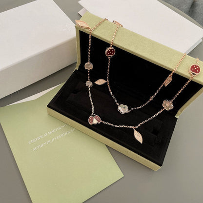 [⭐Miroze]LUCKY SPRING 15 MOTIFS ROSE GOLD NECKLACE