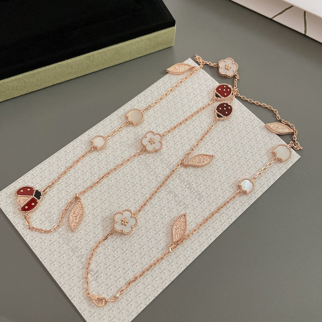 [⭐Miroze]LUCKY SPRING 15 MOTIFS ROSE GOLD NECKLACE
