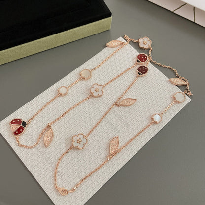[⭐Miroze]LUCKY SPRING 15 MOTIFS ROSE GOLD NECKLACE